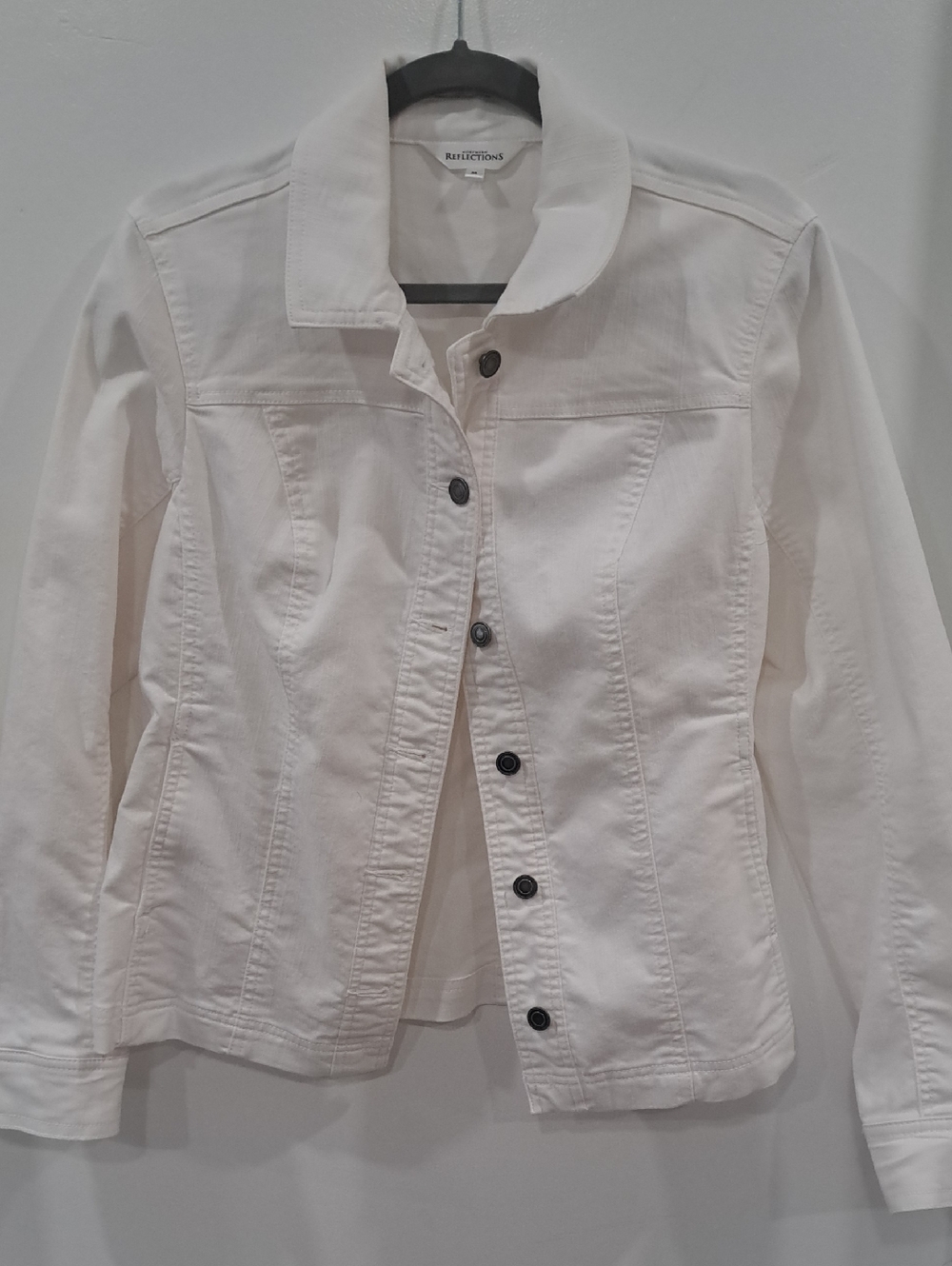 Northern Reflections White Denim Jacket with Dark Buttons